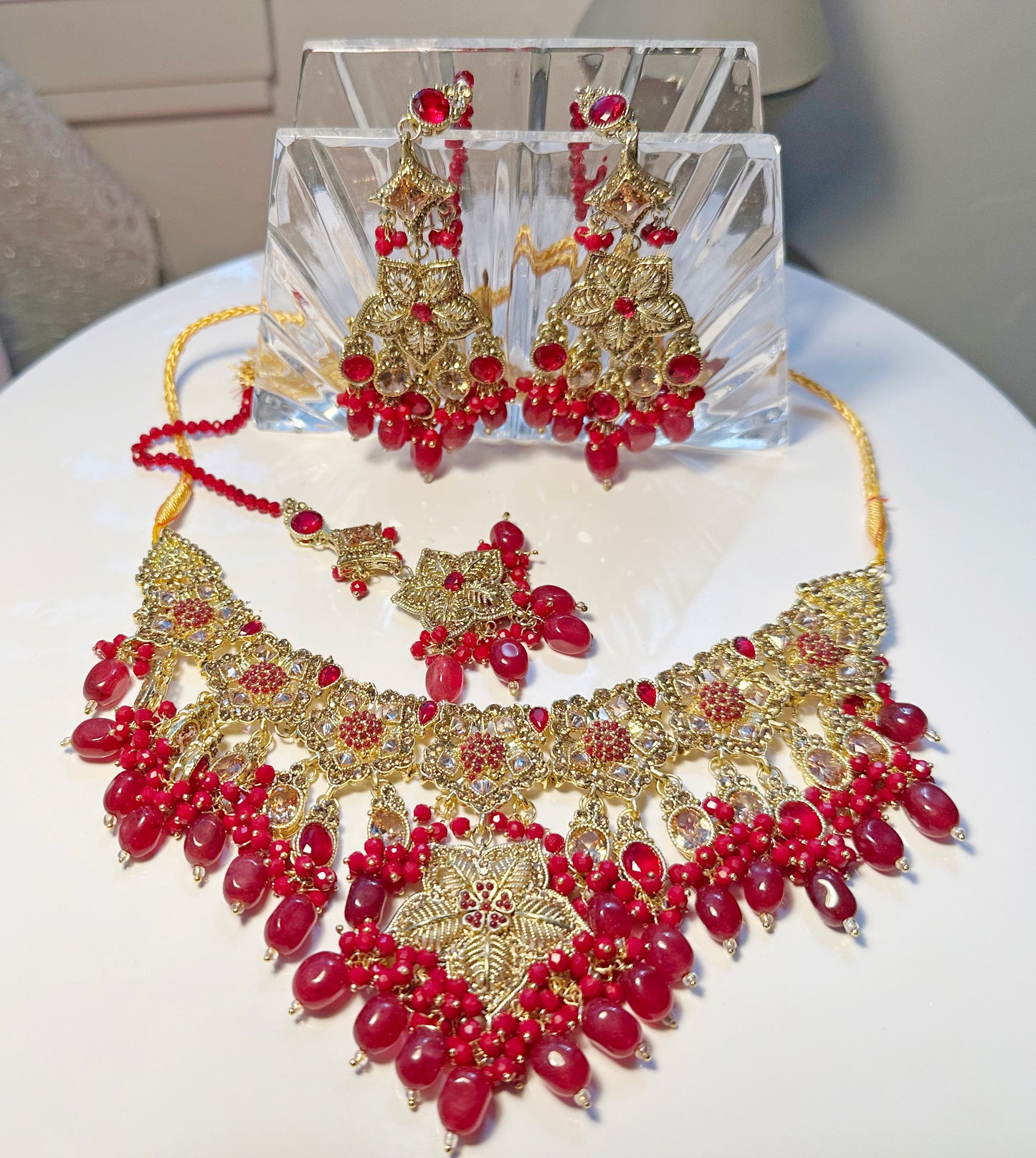 Bridal Necklace Earring and Teeka Jewelry Set
