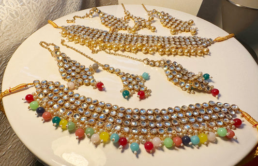 Stunning Multi-colored Earrings Jhumar Teeka Bridal Set