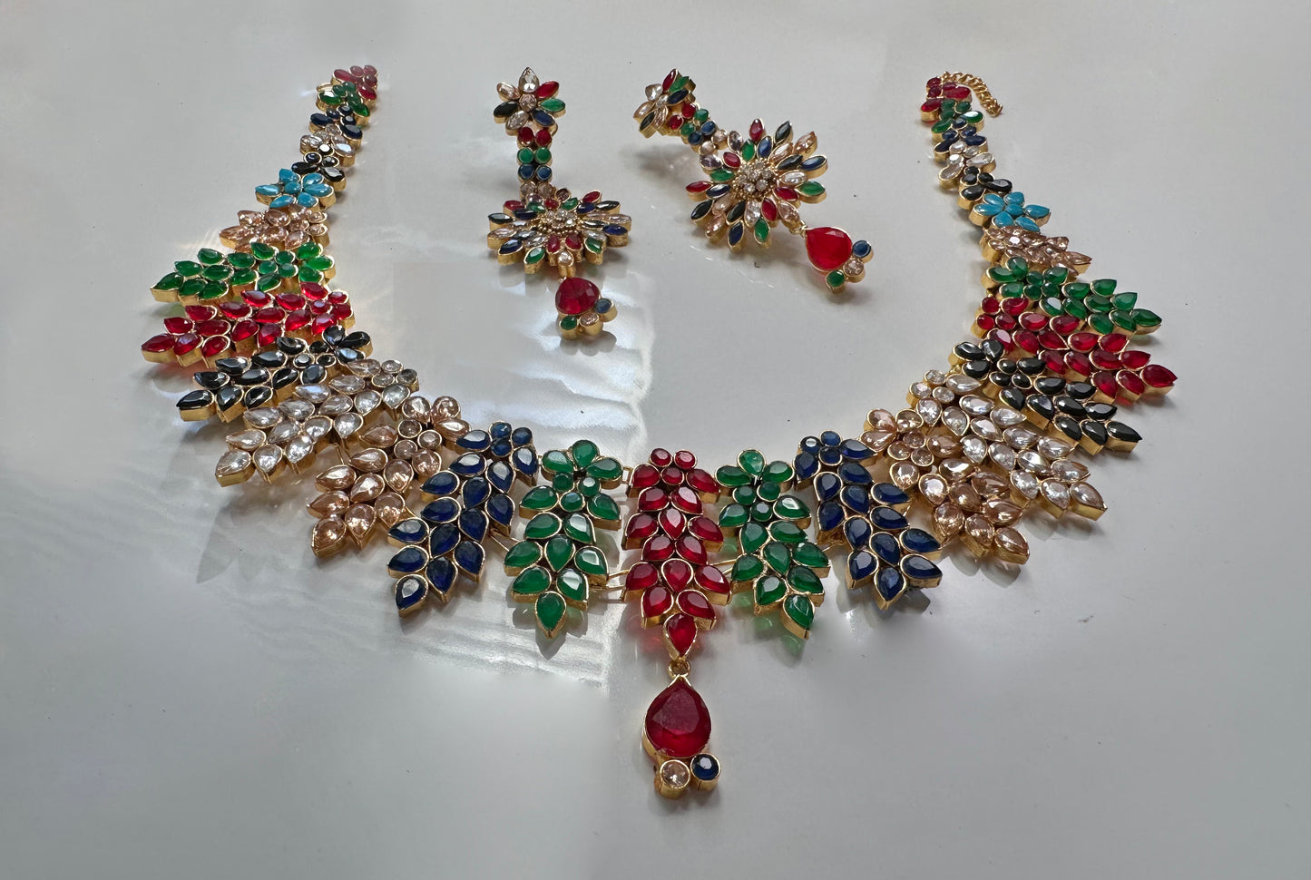 Multicolored Diamond Necklace Set for Girls